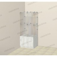Прилавок с ячейками и тумбой (кубы стеклянные)